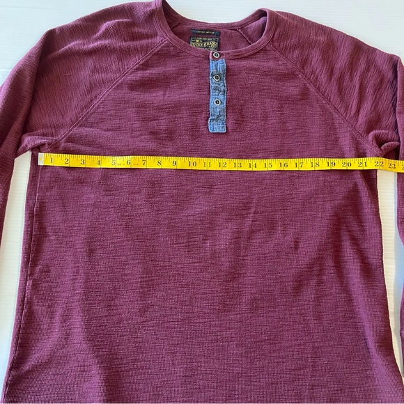 Lucky Brand Lived In Henley Thermal Waffle Long Sleeve Shirt Maroon Size XXL - Picture 7 of 10